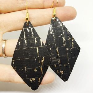 Black and gold diamond earrings